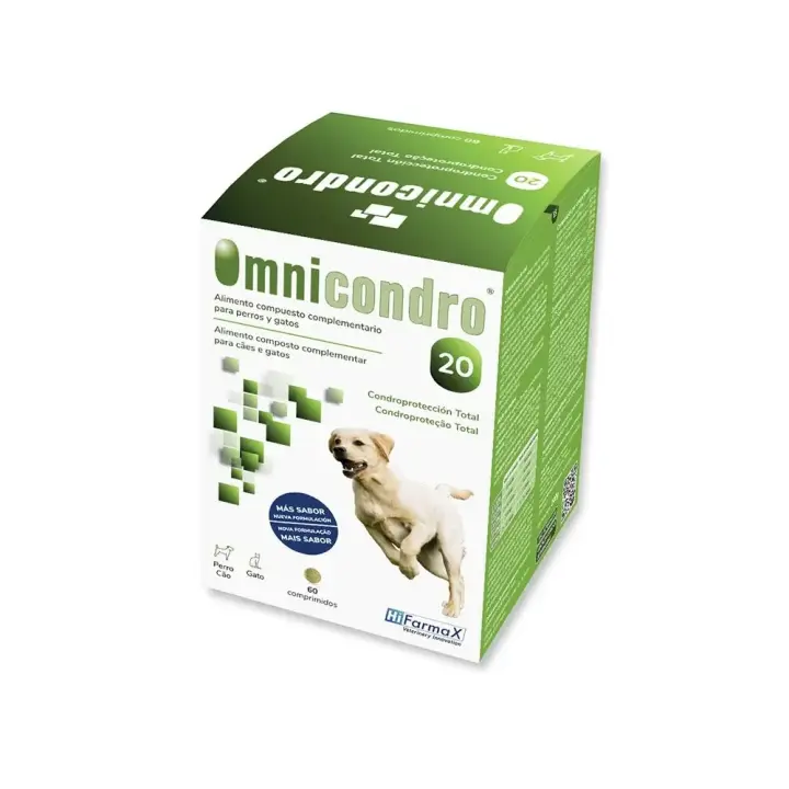 OMNICONDRO 20 60 comprimidos alimento complementario de apoyo articular para perros y gatos Hifarmax - 1