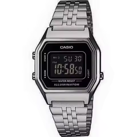 Reloj mujer digital Casio LA680WA-1B VINTAGE ICONIC alarma luz led correa de acero inoxidable - 1