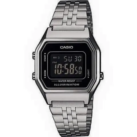 Reloj mujer digital Casio LA680WA-1B VINTAGE ICONIC alarma luz led correa de acero inoxidable - 1