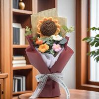 1pc Bouquet De Crochet Efun Flores Hechas a Mano Con Girasoles Y Margaritas Regalo Para San Valentín Aniversario Boda Día De La Madre Cumpleaños Decoración De Hogar - details 4