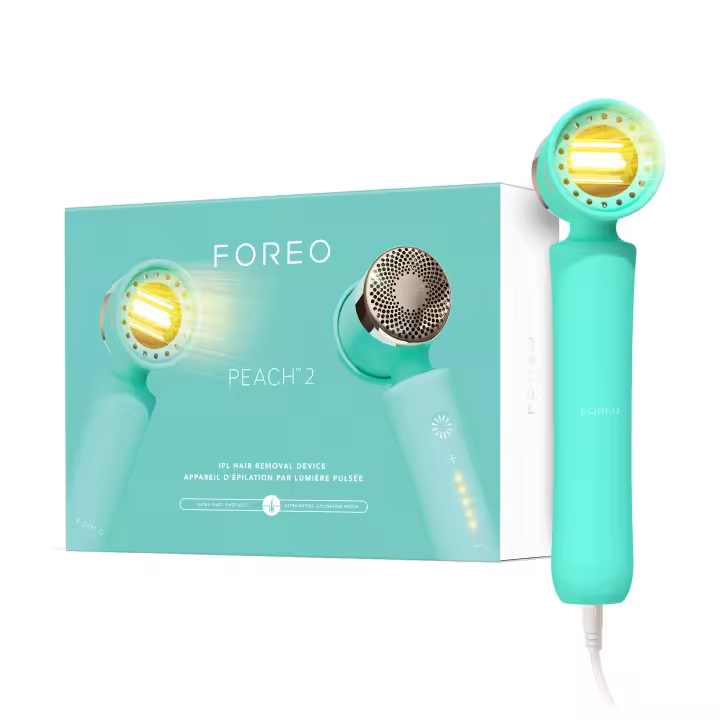FOREO PEACH 2 Depiladora IPL para una piel suave - Depilación permanente para cuerpo y rostro - Ultrarrápida - Enfriamiento - Personalizable - Protector de silicona - 1