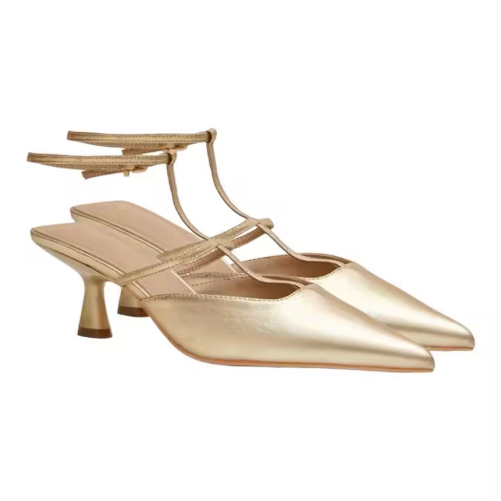 Buonarotti Zapato Tacon Destalonado Planta de Gel Dorado - 1