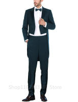 Traje Formal Azul Para Hombre 2024 Con Chaqueta Y Pantalones Doble Botón Estilo Casuál Para Boda Y Ocasiones Elegantes - details 10