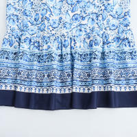 Vestido Largo Sin Mangas De Mujer TRAF Elegante Y Moderno De Verano Con Estampado De Flores Y Cuello Bajito Para Fiestas Y Noches - details 12