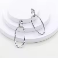 Pendientes De Aro De Plata 925 Para Mujer Con Zirconia Joyería De Moda Regalo Original Eardrop Pendientes Metálicos Tipo Aro - details 21