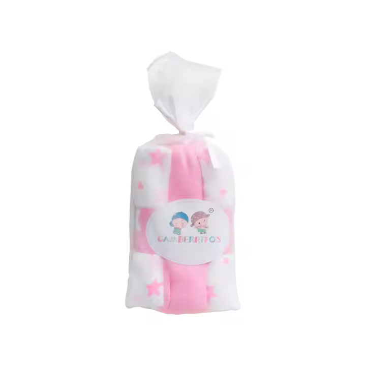 Various Paquete de 3 Gasas Estampadas 80x80 cm 100% Algodón para Bebé Recién Nacido - Diseño de Estrellas y Nubes con Globos Rosa - 1