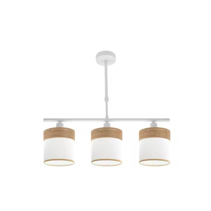 Fabrilamp - Lampara Cloe 3xe14 Blanca/blanca-madera Clara Regx55x14 cm - 1