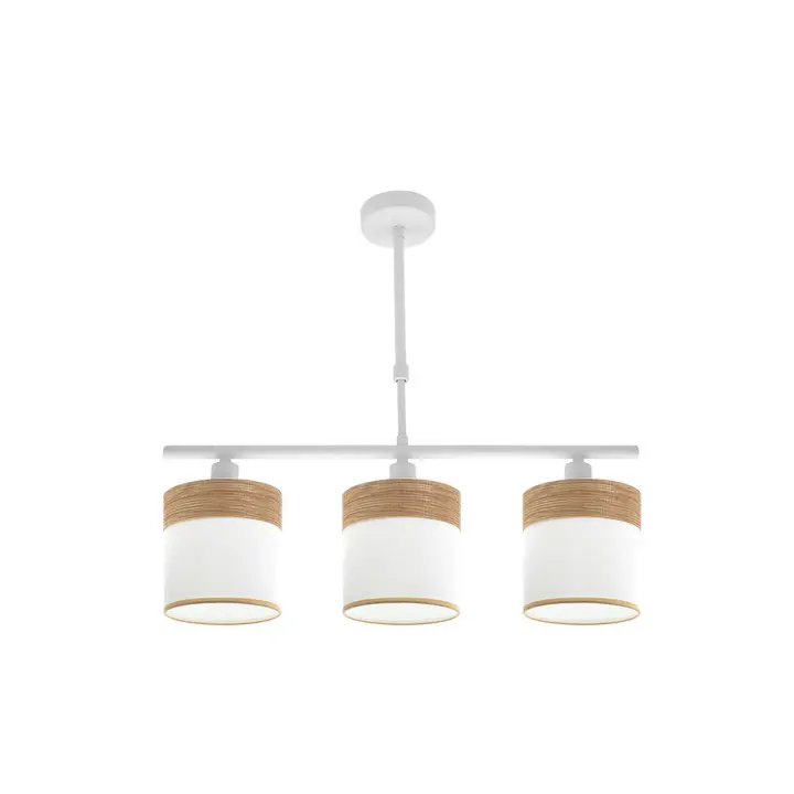 Fabrilamp - Lampara Cloe 3xe14 Blanca/blanca-madera Clara Regx55x14 cm - 1
