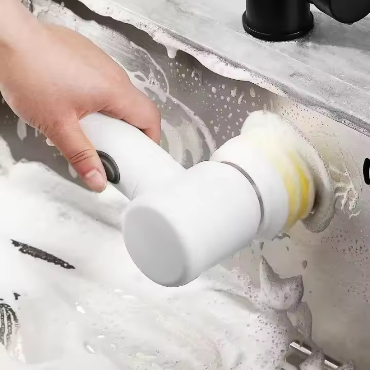 Cepillo De Limpieza Eléctrico Multifuncional Para Cocina Y Baño - Escobilla De Potencia Sin Cable Para Platos Ollas Y Sartenes - 1