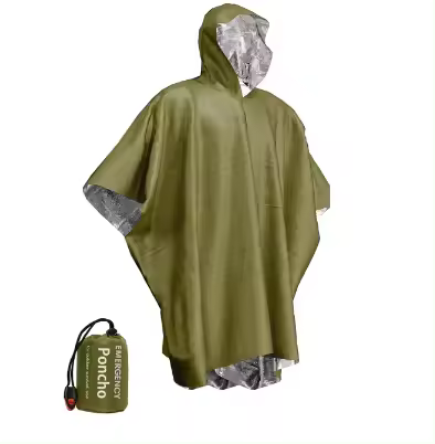 Poncho De Emergencia Térmico Para Camping Y Sobrevivencia Impermeable Y Resistente Al Viento Equipamiento De Supervivencia Para Exteriores - 1
