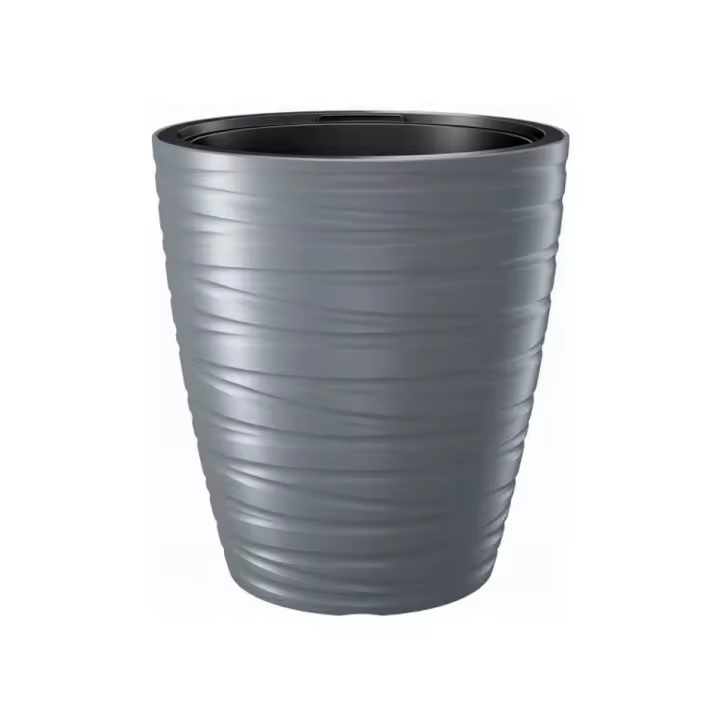 Prosperplast Maceta con Deposito 16L Maze de Plastico en Color Gris Piedra 29,6 (largo) X 29,6 (ancho) X 32,9 (alto) Cm - Funcionalidad y Diseño Moderno - 1