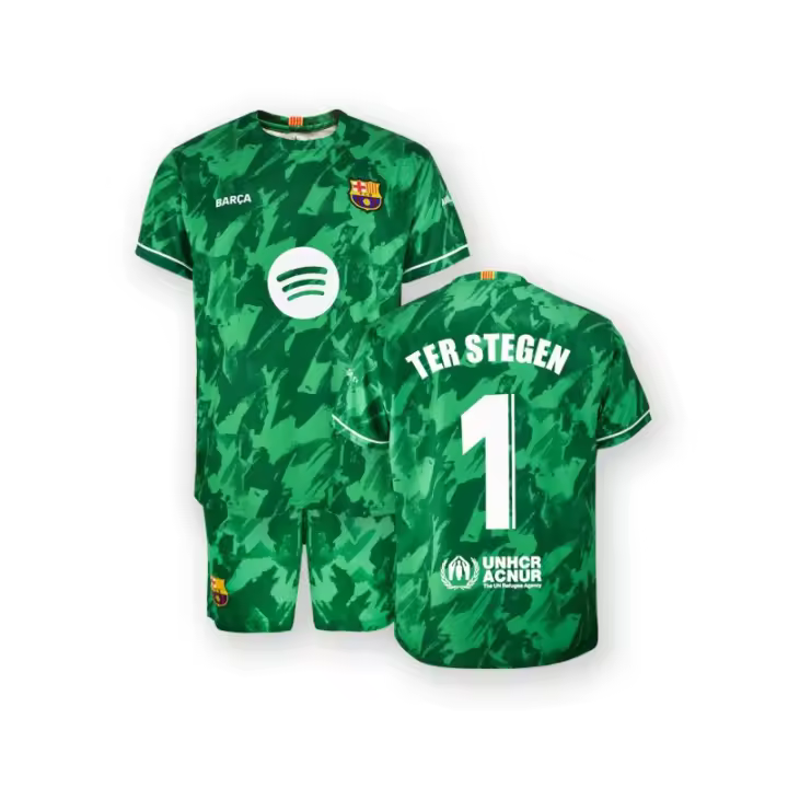 Conjunto Portero Ter Stegen Primera Equipación Infantil del Fútbo Club Barcelona réplica Producto Oficial camiseta pantalón TER2425 - 1