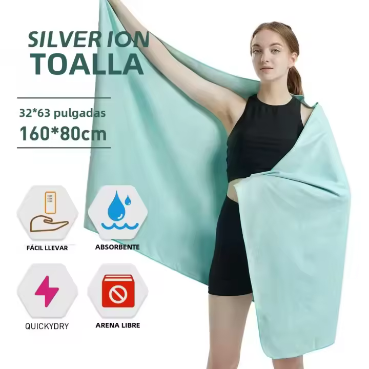 Toalla De Gimnasio Rápida Secado Microfiber Plata ION OdorFree Sorbente Para Sudoración During El Entrenamiento Tamaño M1 - 1
