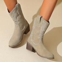 Botas Occidentales Bordadas 2024 Para Mujer Talla Grande 43 Punta Puntiaguda Botines De Otoño Estilo Cowboy Con Plataforma Cierre SLIP-ON Material De Suela RUBBER - details 19