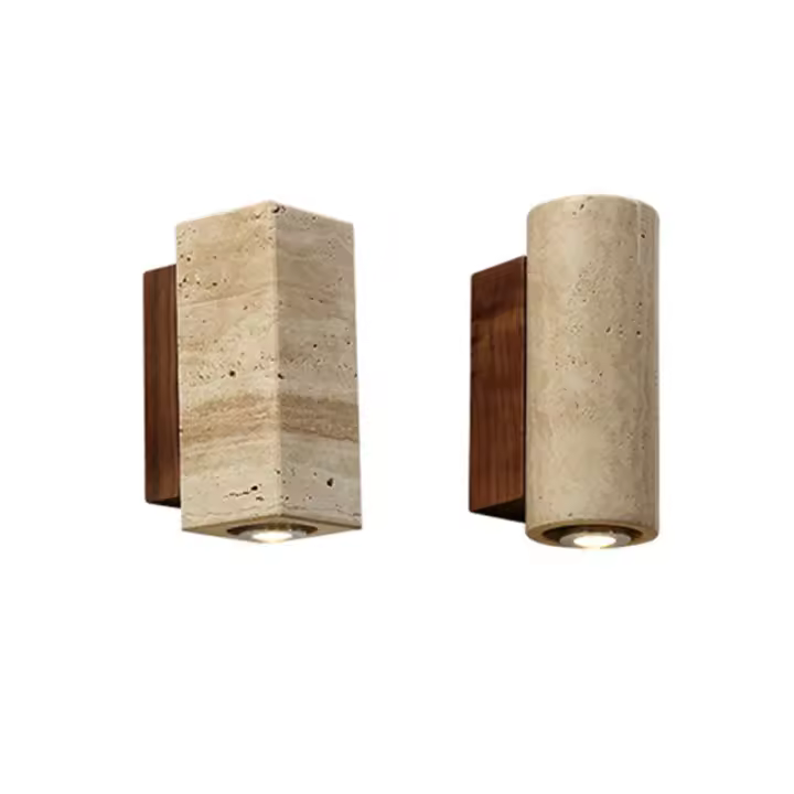 Lámpara De Pared De Piedra Travertino Amarilla Estilo Japonés Wabi-Sabi Para Dormitorio Y Comedor Luz Exterior Retro Diseñador - 1