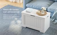 VASAGLE Puff Almacenaje, Banco con 2 Bisagras de Seguridad, Baúl, Zapatero, Estilo Moderno, 40 x 76 x 48 cm, para Pasillo Dormitorio Salón, Blanco/Marrón Rústico - details 1
