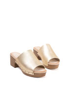 Lyla Wang Sandalias mujer mules con tacón alto y plataforma efecto madera con tachas y plantilla acolchada - details 3