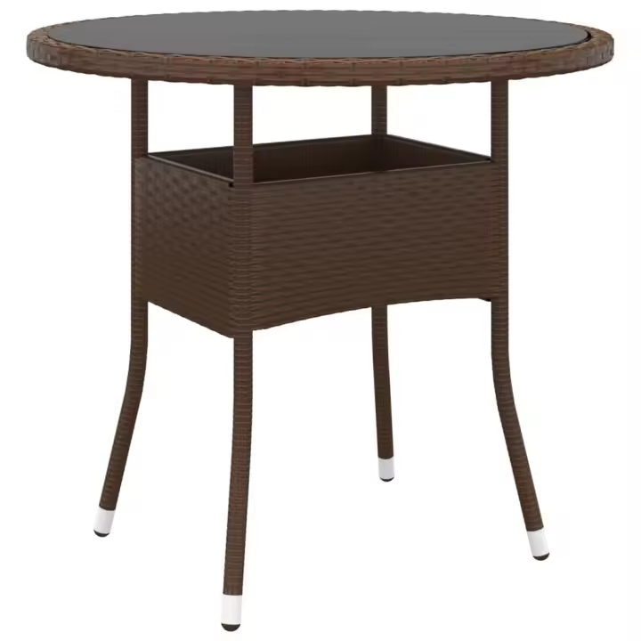 Mesa de Jardín Vidrio Templado sintético Marron Ø 80x75 cm - 1