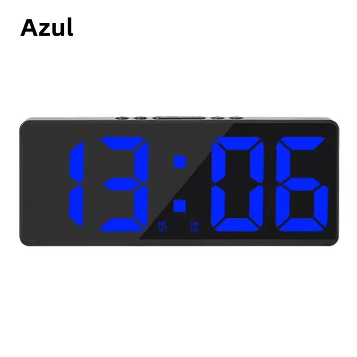 Reloj De Alarma Digital Con Control De Voz Temperatura Modo Nocturno Anti-Disturbios LED Reloj De Mesa Para El Hogar - 1