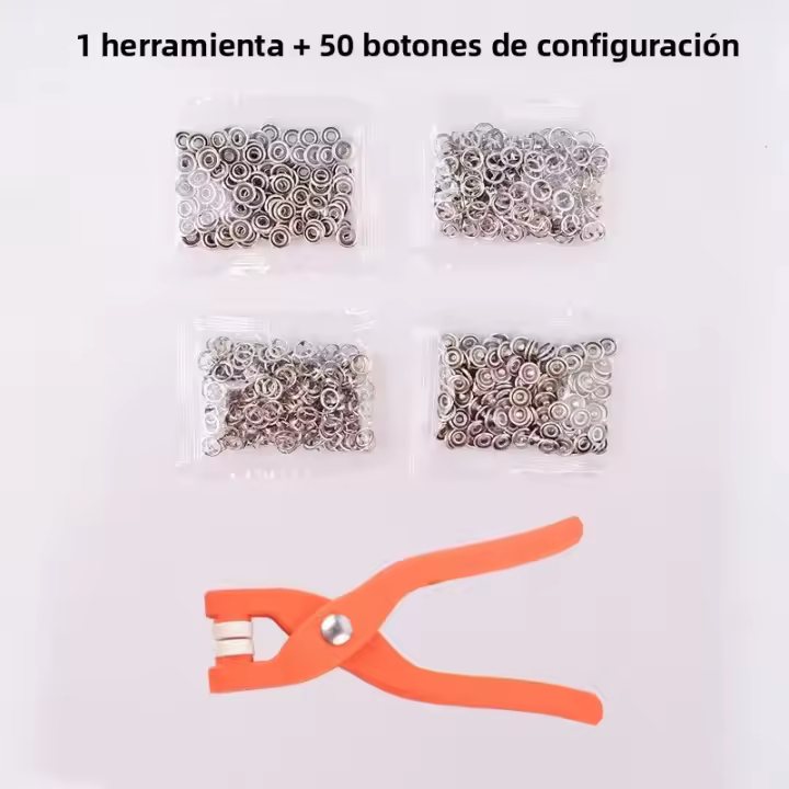 Kit De Herramientas Para Botones De Cierre De Presión 50 Conjuntos Herramienta De Instalación De Botones Para Ropa Herramienta De Presión De Botones Metálicos Para DIY Y Costura - 1