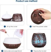 Sensor de Aceites Esenciales 400ml, Remote Control de humidificador ultrasónico sin BPA with Colores variables de Luz LED 3 temporizador para el hogar/yoga/Oficina/SPA-Madera Darkland - details 7
