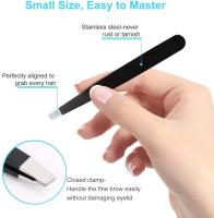 Juego De 4 Pinzas Profesionales De Acero Inoxidable Para Cejas Precisión Grande Para Vello Facial Splinter Y Engranado - details 5