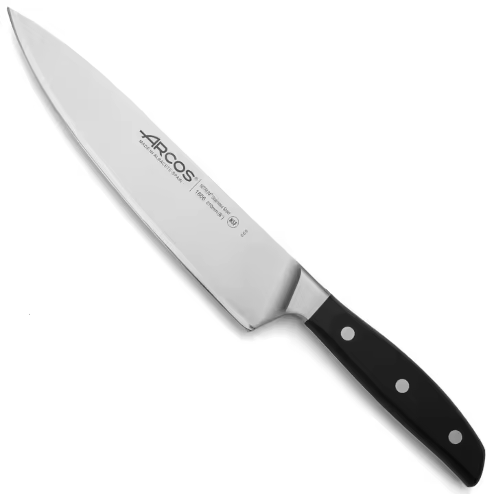 ARCOS Manhattan - Cuchillo Cocinero (210 mm) - Hoja de Acero Inoxidable Forjado Nitrum® - Mango de Polioximetileno Negro - 1