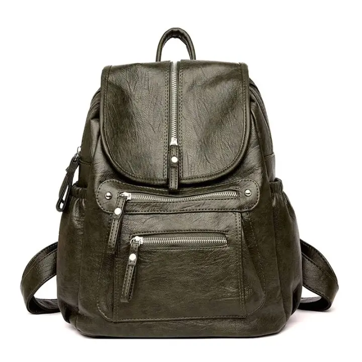 Mochila de cuero de alta calidad para Mujer Bolso de hombre Femenino Vintage Bolso de viaje para Mujer - 1