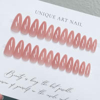 24pcs/set Uñas Postizas De Talla Grande En Rosa Gris Y Marrón Estilo Francés Y Almendrado Para Otoño E Invierno Decoración De Uñas Press on Falsas Acrílicas - details 21