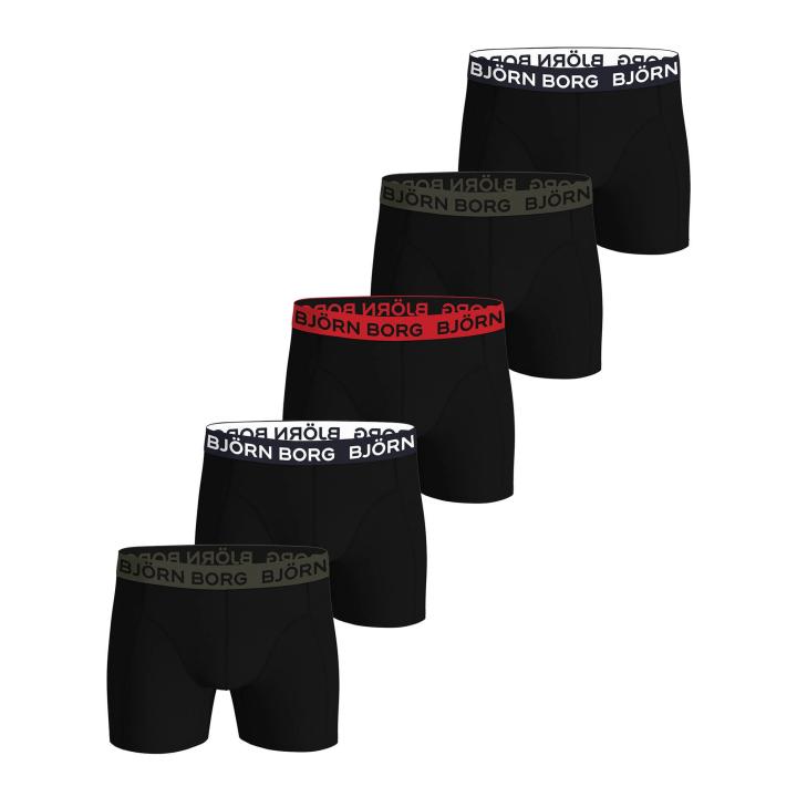 BJÖRN BORG boxer hombre, pack de 5 - calzoncillos de algodón elástico, logo grande, algodón, logo en cintura Cotton Stretch Trunks Big Logo 5P