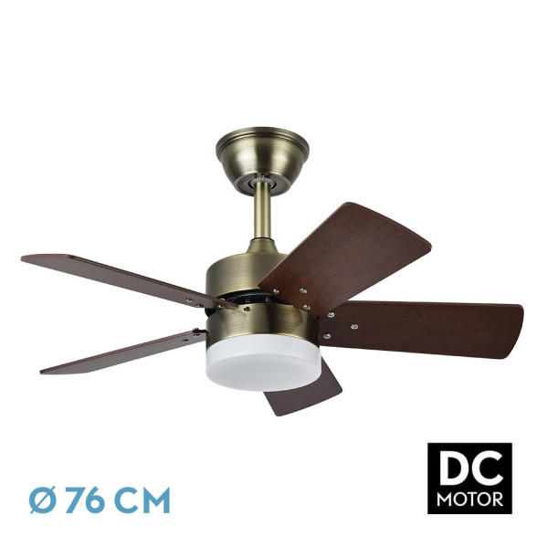 Ventilador DC Marta 36W cuero 5 aspas rev. cerezo/nogal 41x76d 3060lm con control remoto, memoria y temperatura… — oferta en Miravia