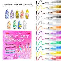 Set de 12 marcadores para decoración de uñas con punta fina de 0,5 mm para dibujo de graffiti preciso [D] Set de 12 colores Versión mejorada - details 1