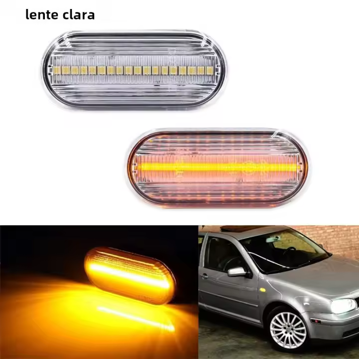2pcs Luces Laterales De Marcador LED Con Lente Ahumada Amarilla Para Volkswagen MK4 Golf Jetta Bora B5/B5.5 Passat Y Beetle GTI R32 Estilo Euro - 1