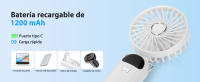 Ventilador de Mano Portátil USB, 3 Pulgadas, 3 Aspas, 5 Velocidades, 1200mAh, Blanco - details 4