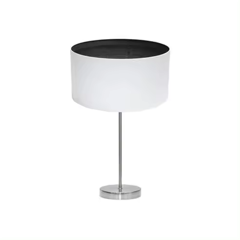 FABRILAMP Lámpara de Mesa Sobremesa Tatiana 1xe27 Niquel/blanco-madera Negra 63x30x30 Cm - Diseño Moderno - 1