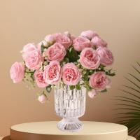 Bouquet De Flores Artificiales Peonía Rosa Púrpura 30cm 5 Cabezas Grandes Y 4 Brotes Pequeños Decoración Para Casamiento Y Hogar - details 5