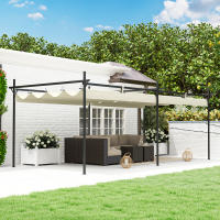 Outsunny Pérgola con Techo Retráctil Pérgola de Aluminio 6x3 m Cenador con Tela de Poliéster Anti-UV Resistente al Agua Pabellón para Jardín Patio Terraza Exterior Crema - details 3