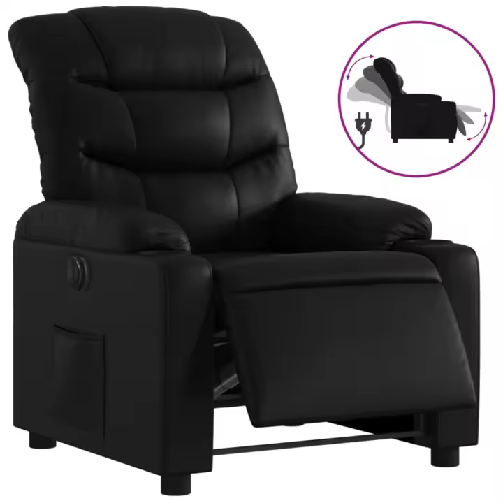 vidaXL Sillón reclinable eléctrico de cuero sintético Negro, Crema, Marrón Sillon Dormitorio Sillon Comodos Silla Relax Sillón Sofá - 1