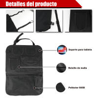 Bolsa Organizadora para Asiento de Coche con Bandejita,Múltiples Bolsillos, Fácil de Instalar y Óptimo Espacio de Almacenamiento - details 2