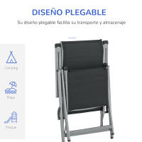 Outsunny Tumbona Plegable de Jardín Sillón Ajustable en 10 Posiciones con Respaldo Alto y Reposapiés Transpirable Carga Máx. 120 kg 78x58x110 cm - details 4