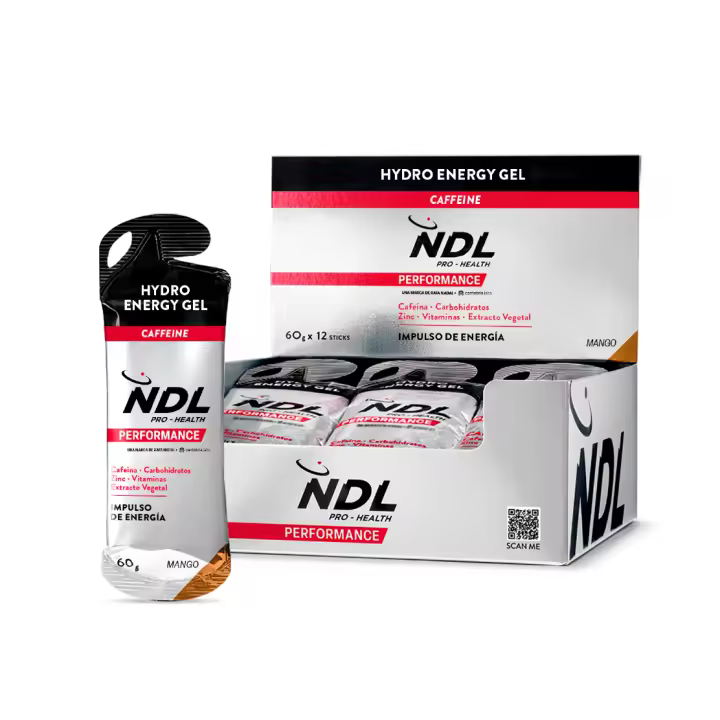 NDL Pro-Health - PACK 12 HYDRO ENERGY GEL - Geles energéticos Ciclismo, Running - Con Cafeína - Aporta Energía - Rápida Absorción - 60 g - 1