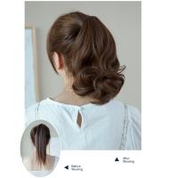 Extension De Cabello Sintético Curly Rizado Corto 10 Pulgadas Clip in Color Marrón Rubio Negro Para Mujeres Pieza Única - details 4