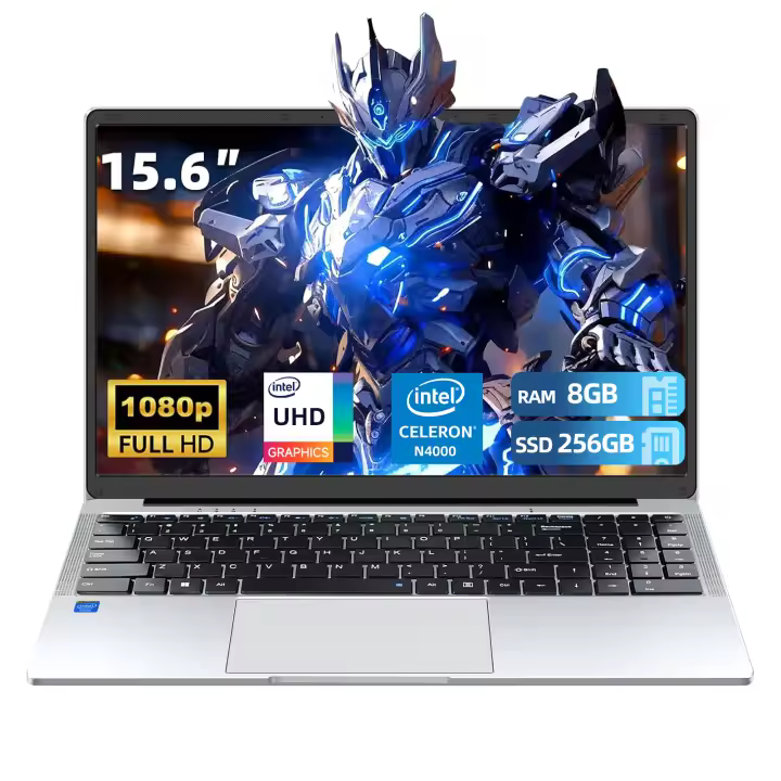 VANWIN IPS de 15,6 pulgadas 1920x1080, Procesador Intel Celeron n4000, 8GB RAM, 256GB SSD, WiFi5, Bluetooth 4,2, Teclado retroiluminado, Windows 11 Pro, 160 ° sleep/wake, tipo C, HDMI, USB 3,0*2 con Teclado en Español. - 1
