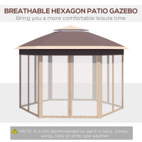 [Tienda de Jardín seleccionada]🎁] Hexagonal 4x4 m with Funda impermeable y UV, Doble Techo, rejillas de ventilatón, Bolsa de Transporte, poliéster beige Y CAFI - details 0