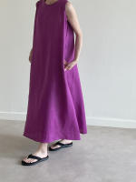 Vestido Largo Vintage De Algodón Y Lino Para Mujer REALEFT Sin Mangas Estilo Casual Suelto Con Cinturones Verano 2025 - details 6