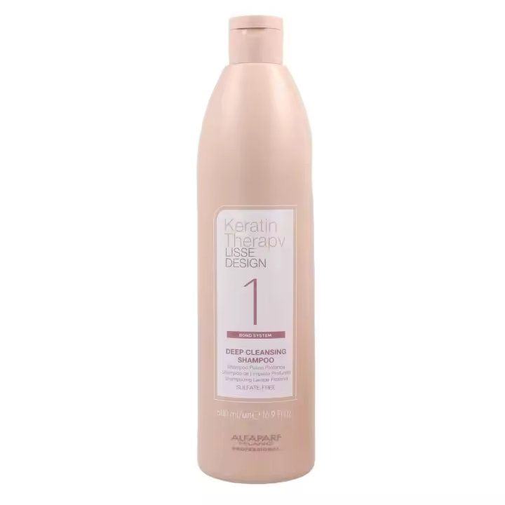Alfaparf Keratin Therapy Lisse Design Deep Cleansing Shampoo 500 Ml. / Champú de limpieza profunda, abre la cutícula y potencia el alisado profesional para un cabello liso, brillante y sin frizz. - 1