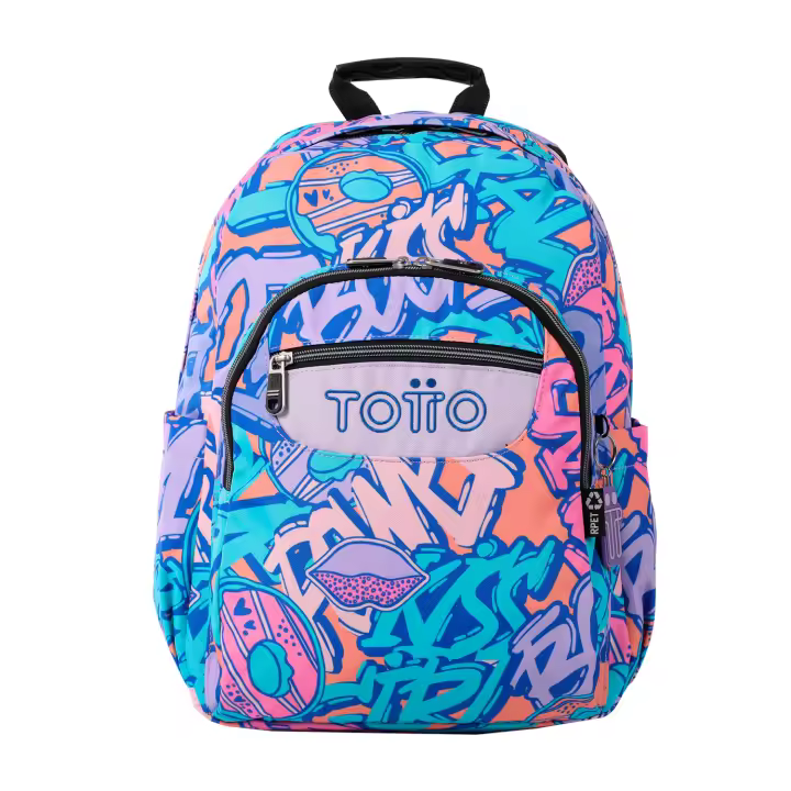 Totto Mochila escolar   Acuareles -Dimensiones:33 x 44 x 14 cm-Material: Poliester reciclado - 1