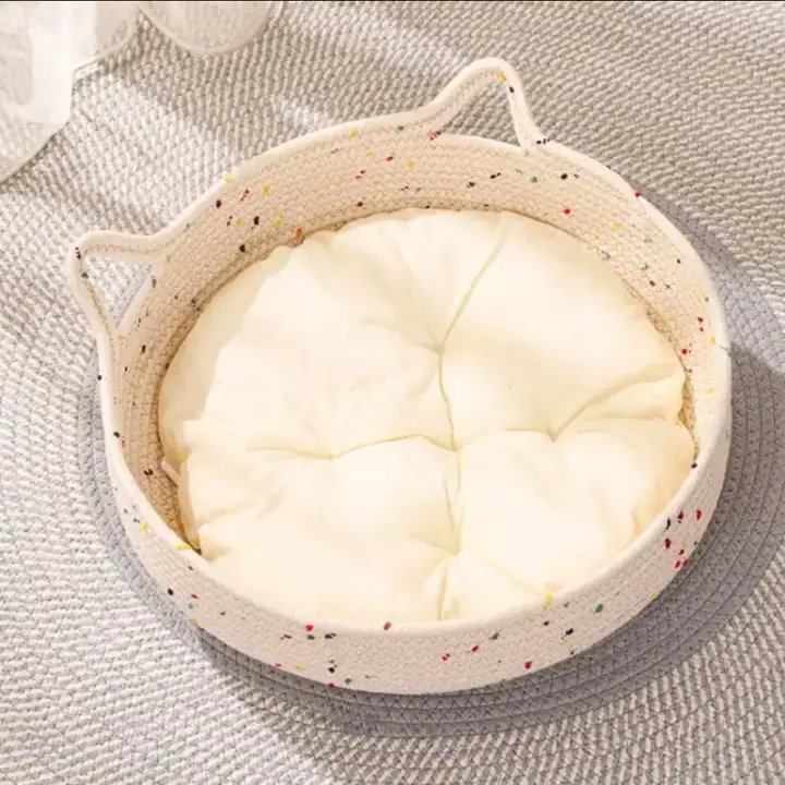 Cama Para Gato De 40CM Tejida Con Alambre De Algodón Cómodo Nido Para Perro Pequeño Casa Para Perro Grande Con Placa De Ahemusión - 1