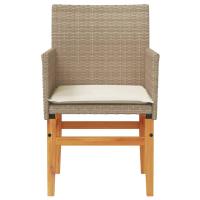 vidaXL Sillas de jardín con cojín 2 uds ratán PE beige y madera acacia - details 3