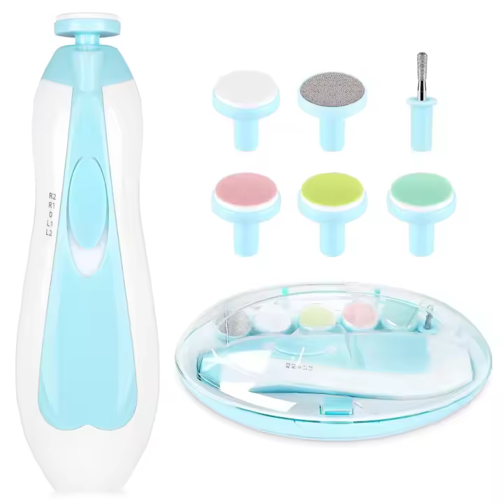 Cortadora de uñas para bebé eléctrica, cortaúñas para bebé, 6 en 1 lima de uñas para bebé, kit de manicura para bebés o adultos - 1